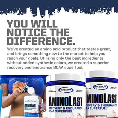 Gaspari Nutrition: Aminolast Muscle Recovery And Endurance Bcaa Fuel Enhances Recovery & Replenishes Electrolytes 30 Servings (Peach Raspberry)