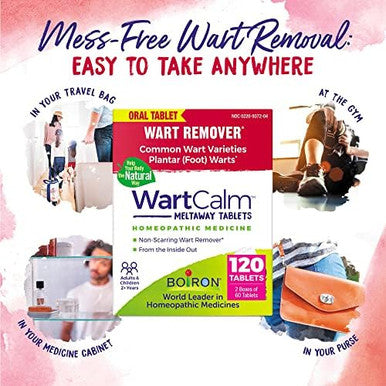 Boiron Wartcalm For Painless Wart Removal On Hands Knees Plantar (Feet) And Other Bodily Warts For Adults & Children Ages 2+ 60 Count