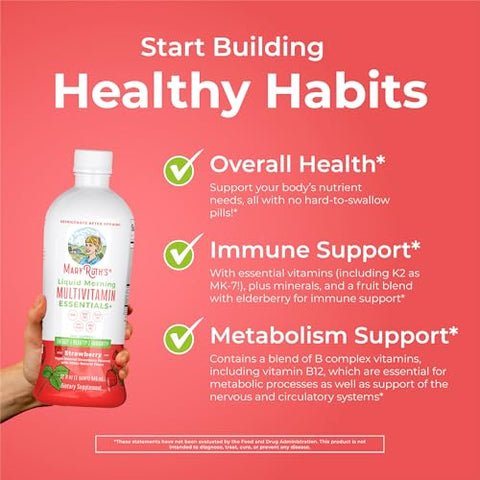 Maryruth'S Liquid Morning Multivitamin (Strawberry) & Iron Liquid (Berry) Clean Label Project Verified Vitamins For Energy Immunity & Overall Health Vegan Non-Gmo Gluten Free