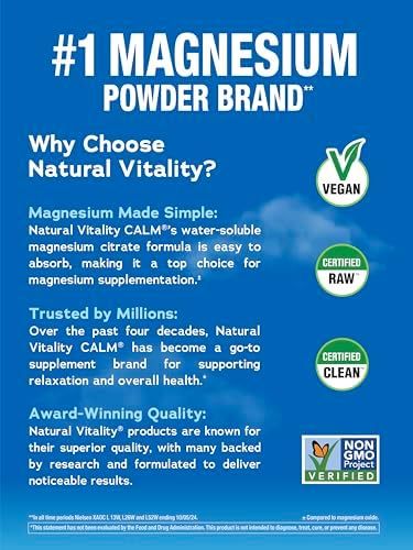 Natural Vitality Calm Magnesium Powder Unflavored 30 Packets (Package May Vary)