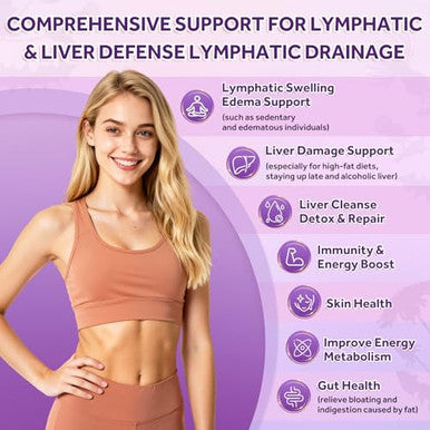 Gz Haoyuan Lymphatic Drainage Supplement Liver Cleanse Detox & Repair 24-In-1 Herbal Blend With Echinacea Dandelion Burdock Bromelain Calendula Turmeric - Lymph System Support Less Bloating 240 Softgels
