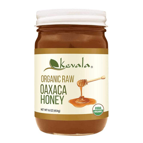 Kevala Organic Raw Oaxaca Honey - Natural Sweetener for Meals and Drinks with no Pesticides, Pure and Unprocessed Spread for Bread and Toast, Golden Nectar with no Sugar Added, Glass Jar 16 oz