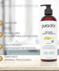 Pura D'Or Organic Wheat Germ Oil (16 Oz X2 = 32 Oz) 100% Pure & Natural Usda Cold Pressed Carrier Oil - Vitamin E Rich Moisturizing & Nourishing Anti-Aging Properties - Healthy Hair Growth