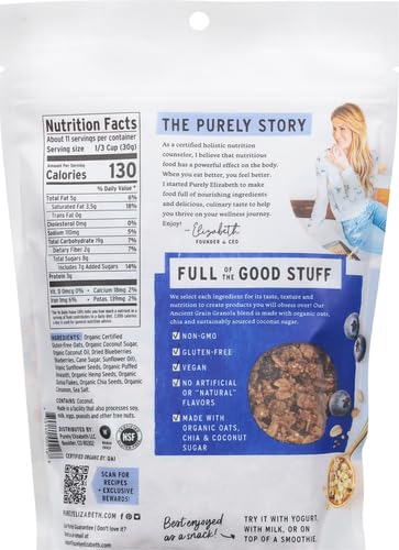 Purely Elizabeth Ancient Grain Granola Cereal Blueberry Hemp, 12oz (Pack of 2)