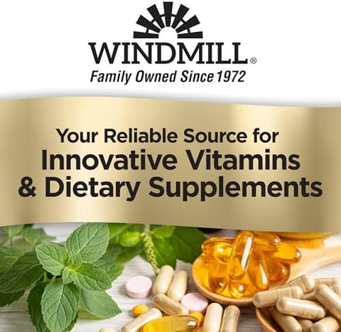 Windmill Natural Vitamins B Complex (100% Daily Value) Boost Energy Production and Promote Metabolism 100 Tablets 100 Servings