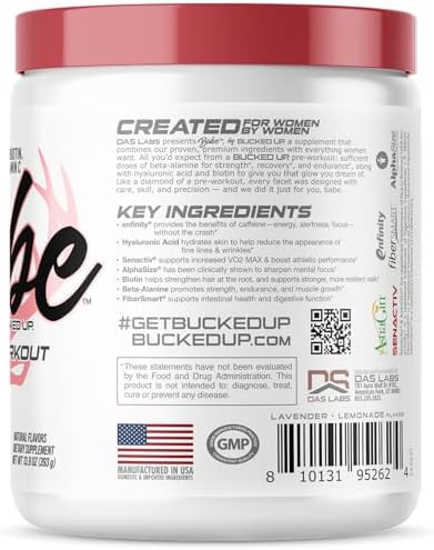 Bucked Up Babe Pre Workout Powder For Women Lavender Lemonade 6G Citrulline 2G Beta-Alanine 100Mg Hyaluronic Acid 5Mg Biotin And 5 Other Registered Trademarked Ingredients 30 Servings 13.9 Oz