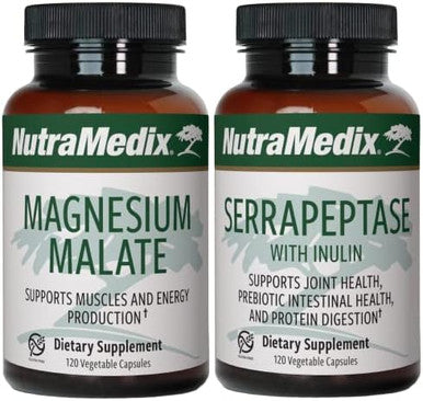 Nutramedix Fitness Plan Supplement Bundle Includes Magnesium Malate For Energy & Athletic Support And Serrapeptase For Joint & Mobility Wellness Fitness Support Supplements 2Piece Capsule Set