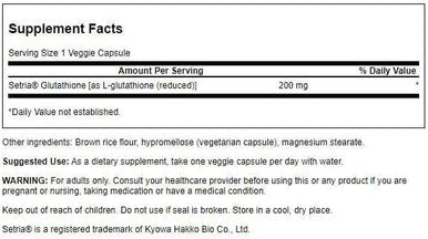 Swanson Amino Acid High Potency L-Glutathione 200 Milligrams 60 Veg Capsules (4 Pack)