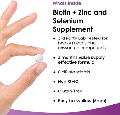 Biotin Hair Growth Vitamins 12,000Mcg D-Biotin Tablets Enriched With Zinc & Selenium Vegan Hair Skin & Nails Vitamins For Women And Men High Strength Hair Vitamins 6 Months Supply Uk Made - Leaf