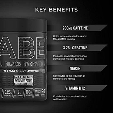 Applied Nutrition Bundle ABE Pre Workout 315g + 700ml Protein Shaker All Black Everything Preworkout Boosts Energy and Performance with Citrulline Creatine Beta Alanine (Sour Apple)