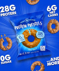 Crisp Power Protein Pretzel Snack Bundle Sea Salt & Everything (6 Packs Each) 28G Protein Per Pack Low Carb Vegan Plantbased Keto Baked Savory Pretzel Bites