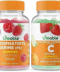 Lifeable Phosphatidylserine (Ps) + Vitamin C 1050Mg Gummies Bundle Great Tasting Vitamin Supplement Gluten Gmo Chewable Gummy