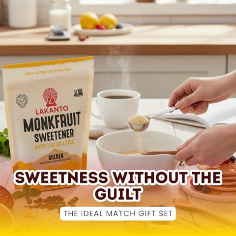 Monk Fruit ÃƒÂ¢Ã¢â€šÂ¬Ã¢â‚¬Å“ 4x Golden Monkfruit Sweetener ÃƒÂ¢Ã¢â€šÂ¬Ã¢â‚¬Å“ 16OZ Bundle with Stainless Steel Silver Measuring Spoon Set ÃƒÂ¢Ã¢â€šÂ¬Ã¢â‚¬Å“ Low-Calorie Sugar Alternative with Accurate Measuring Tools ÃƒÂ¢Ã¢â€šÂ¬Ã¢â‚¬Å“ Gift Set (5 Items)