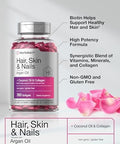 Horbaach Hair Skin and Nails Vitamins 300 Softgels with Biotin and Collagen Infused with Argan Oil and Coconut Oil NonGMO Gluten Free Supplement
