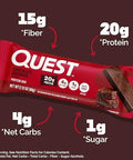 Quest Nutrition Chocolate Brownie Protein Bars, 20g Protein, 4g Net Carbs, 1g Sugar, High Fiber, Gluten Free, Keto Friendly, 4 Count