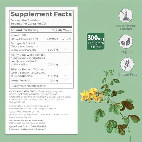 Promensil Libido & Energy Libido Booster For Women Sexual Health Support For Women With Low Estrogen Fenugreek Horny Goat Weed & Vitamins For Menopause Clinically Proven 30 Day Supply