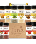 June Street Market 10 Piece Essentials Kitchen Starter Gift Set: Spices with Trilingual Labels (English, Spanish, Arabic) Includes Recipe Cards, Perfect for Cooking, Baking, or Gifting