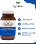 Foods For Gut Lactobacillus Fermentum Probiotic Powder 100 Billion Cfu'S | Made In Usa | No Additives | Digestive & Immune Support | High Potency | L. Fermentum (30 Gram)