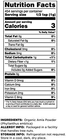 Terrasoul Superfoods Organic Amla Berry Powder Amalaki 16 Oz Rich in Antioxidant Vitamin C Supports Immunity