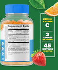 Lifeable Sugar Vitamin C For Kids " 250 Mg " Great Tasting Natural Flavor Gummy Supplement " Vegetarian Gmo Chewable Vitamin " For Immune Support " For Children " 90 Gummies
