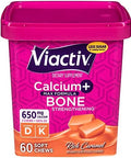 Viactiv Calcium +Vitamin D3 Supplement Soft Chews Caramel & Calcium +Vitamin D3 Supplement Soft Chews Milk Chocolate 60 Chews - Calcium Dietary Supplement For Bone Health