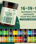Natural Rems Sea Moss Gummies 16in1 Ashwagandha Black Seed Oil Bladder Wrack Turmeric Vitamin C and D3 with Manuka Burdock Root Dandelion Yellow Dock Elderberry Apple Cider Vinegar (Green Apple)
