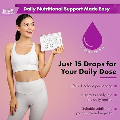 Buried Treasure Folate Drops Methylated B9 (Calcium L5 Methyltetrahydrofolate) Supports Energy Production Heart Health and Pregnancy 5MTHF Supplement Vegan Safe 120 Servings