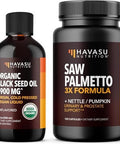Havasu Nutrition Black Seed Oil Organic Cold Pressed Liquid (8 Fl Oz) & Pumpkin Seed Oil With Saw Palmetto For Men (60 Servings)