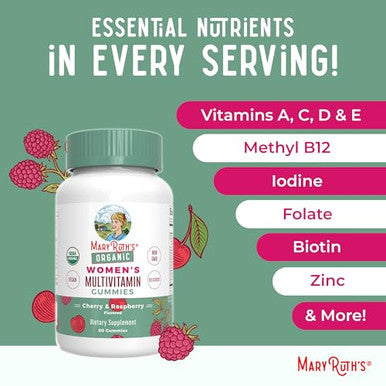 Maryruth's Organics Prenatal Postnatal Multivitamin Gummies (Strawberry) & Women's (Cherry &