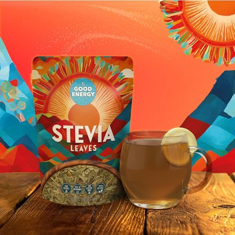 It's Good Energy Stevia Leaves Natural Sweetener 0 Calories 100% Whole Leaves Keto Friendly Vegan Sugar Alternative No Additives Rich in Antioxidants 3.17 oz