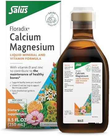 Floradix Calcium Magnesium Liquid Herbal & Mineral Supplement Bone Support Supplement With Calcium Magnesium Vitamin D & Zinc Vegetarian Nongmo 16.9 Fl Oz