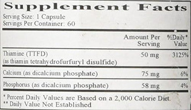 Ecological Formulas Allithiamine Vitamin B1 50 Mg White 60 Count