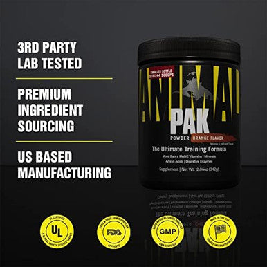 Animal Pak ÃƒÂ¢Ã¢â€šÂ¬Ã¢â‚¬Å“ Convenient All-In-One Vitamin & Supplement Powder ÃƒÂ¢Ã¢â€šÂ¬Ã¢â‚¬Å“ Zinc, Vitamins C, B, D, Amino Acids And More ÃƒÂ¢Ã¢â€šÂ¬Ã¢â‚¬Å“ Sports Nutrition Performance Multivitamin For Women & Men ÃƒÂ¢Ã¢â€šÂ¬Ã¢â‚¬Å“ 44 Scoops, Orange Crushed