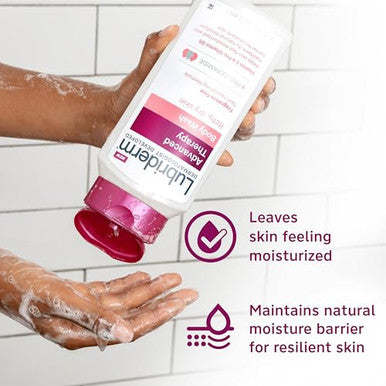 Lubriderm Advanced Therapy Body Wash Unscented Nourishing Cleanser With Pro-Ceramide Vitamin E & Pro-Vitamin B5 Gently Cleanses Itchy Dry Skin Fragrance Hypoallergenic 16 Fl. Oz