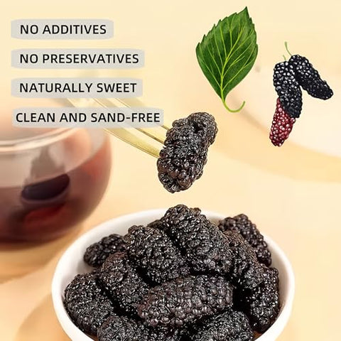 Food to Live Dried Black Mulberry, 5.3oz (150g) - Vegan | Juicy Sweet-Tart Superfruit for Snacks, Smoothies & Baking | Raw, No Sugar Added, Resealable Bulk Bag