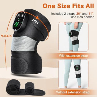 Flaremore Cordless Heated Knee Massager With Vibration Heated Knee Brace Wrap Heating Knee Pad For Knee Elbow Knee Heating Pad For Arthritis With 6 Heating Levels 3 Massage Modes&Timer (Black+White)