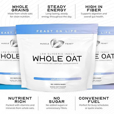 Muscle Feast Whole Oat Powder All Natural And Complex Carb Oat Fiber