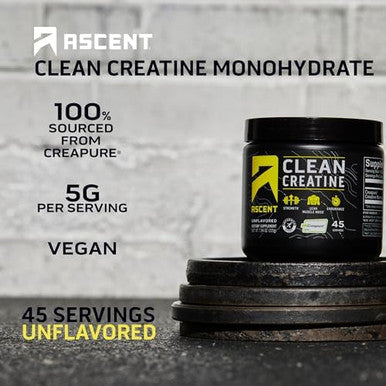 Ascent 100% Whey Protein Powder, Mocha Cold Brew 1.8 Lb & Creatine Monohydrate Powder, Unflavored 45 Servings
