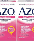 Azo Dual Protection Urinary + Vaginal Support Prebiotics And Probiotics For Women Starts Working Within 24 Hours Nongmo 30 Count