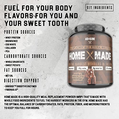 Axe & Sledge Supplements Home Made Whole-Foods-Based Meal Replacement Powder With Digestive Enzymes Protein Carbohydrates And Fats 25 Servings Blueberry Muffin