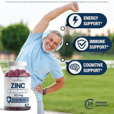 Age Immune Defense Combo - 2 Pack - Vitamin D3 Gummies 5000 Iu 125Mcg & High Potency Zinc Gummies, Immune Booster 120 Count