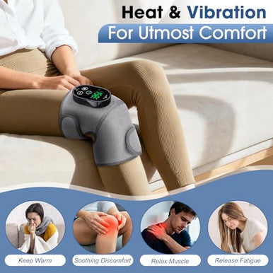 Gvmsor Cordless Knee Brace With Massage And HeatKnee Massager For Pain ReliefKnee Wrap Massager For ArthritisGrey