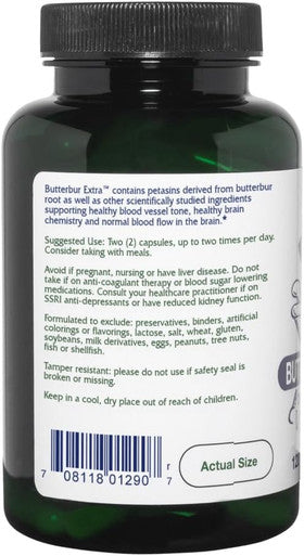 Vitanica Butterbur Extra Brain Chemistry and Vessel Support Vegan 120 Capsules