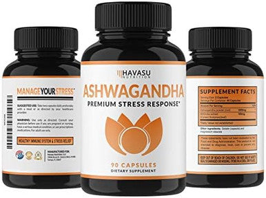 Havasu Nutrition High Strength Ashwagandha Supplement Capsules (45 Servings) & Saw Palmetto 500Mg Larginine 500Mg Complex (30 Servings)