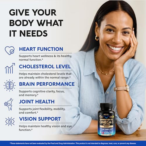 Nutraharmony Omega 3 Fish Oil 3600 Mg - Omega 3 Supplement Epa & Dha - Heavy Metals Free - Heart Brain & Joint Support - Purified Fish Oil For Men & Women - Lemon Flavored - Made In Usa 90 Softgels