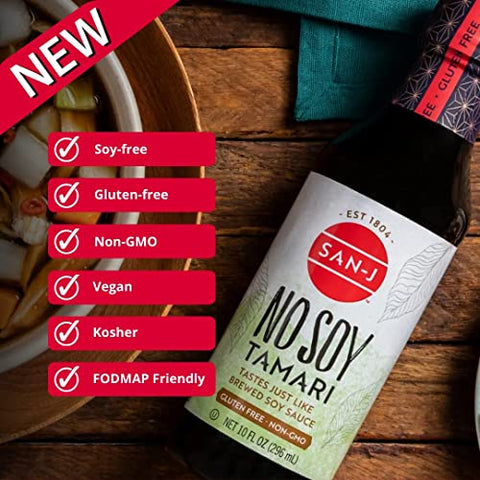 San-J - No Soy Tamari - Specially Brewed Soy Sauce Alternative - 10 oz. Bottles - 2 Pack