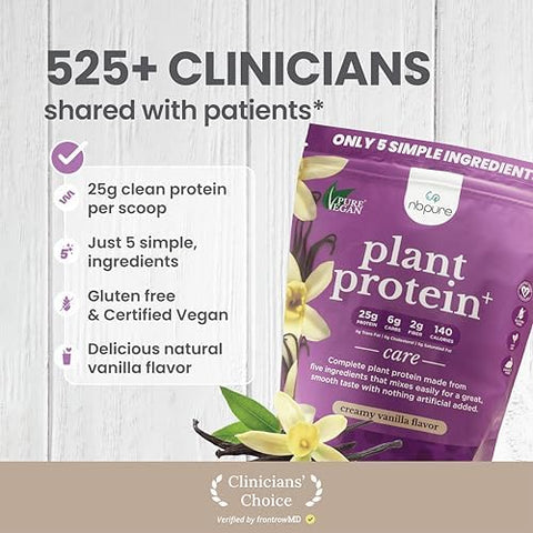Nbpure Vegan Pea Protein Powder Vanilla " Lean Muscle + Hunger & Bloating Support For Women Men Kids " 25G Plant Protein Per Serving " No Artificial Sweeteners Or Flavors Gusset 25 Servings