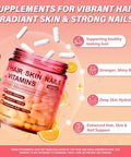 Hair Skin and Nails Vitamins Biotin Hyaluronic Acid Calcium AKG Vitamin C and Vitamin D3 K2 Support Healthy Hair Growth Strong Nails and Radiant Skin 120 Capsules (1 Pack)