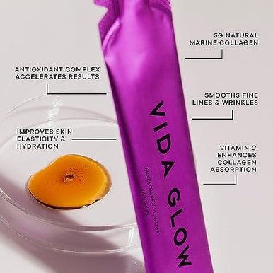 Vida Glow Collagen Liquid Advance Mixed Bery Flavour 15 X 12.4Ml Liquid Sachets Net 186Ml 1 Serve = 5000Mg Of Collagen