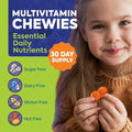 OmegaVia Sugar Free Kids Multivitamin Chewies Daily Chewable Gummy Vitamins for Kids 3+ Vitamin A C D3 E B6 and B12 Folate and More Natural Orange Flavor 30 Count